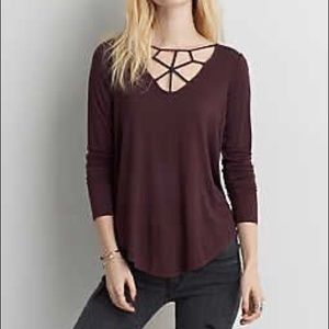 American Eagle cage front long sleeve t-shirt